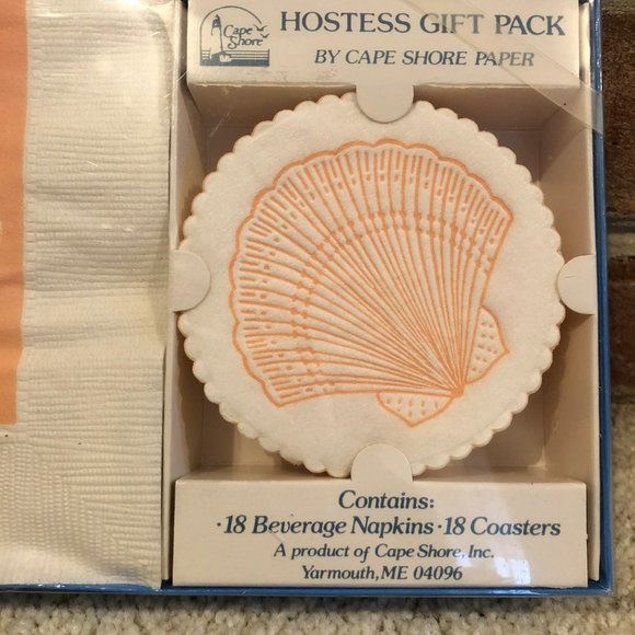Cape Shore Paper Hostess Gift Pack 18 Napkins Coasters Seashell Bar Vtg - Picture 2 of 3